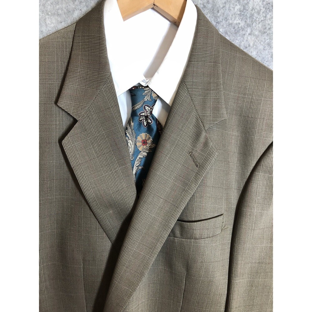 Burberry Blazer Mens 42R Suit Coat 100% Wool Windowpane Business Career Classic